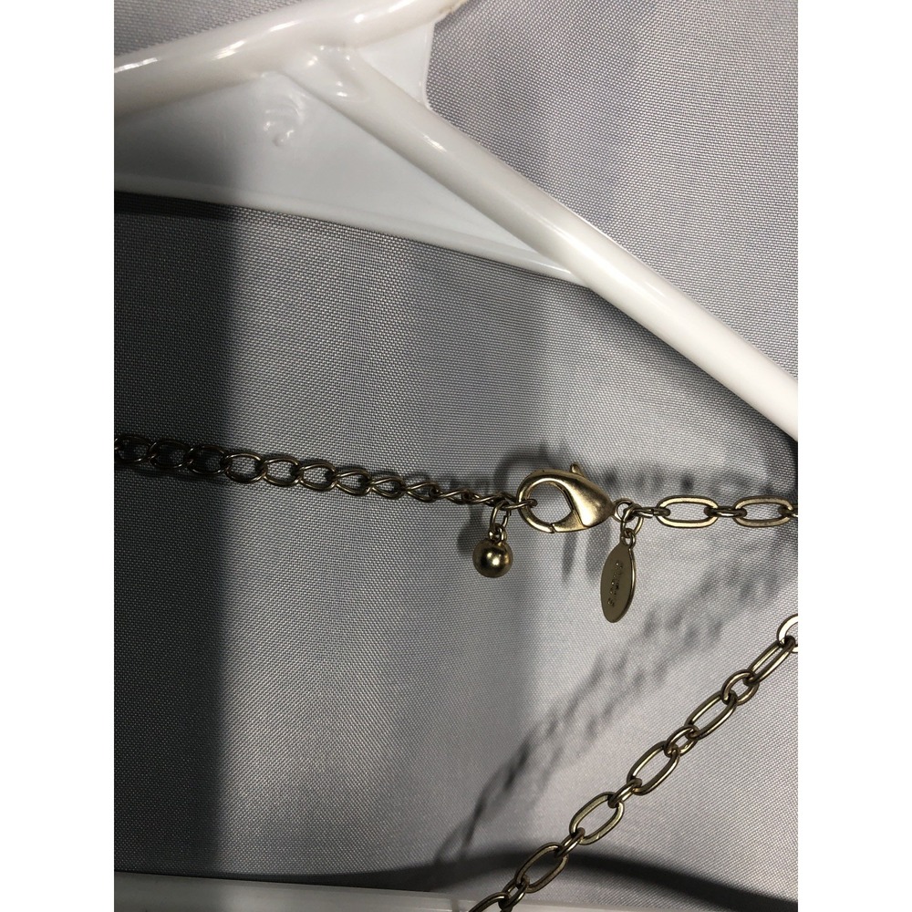 Signed CHICO'S Gold tone Rhinestones Double Side Pendant on 20" Chain Necklace - Picture 4 of 9